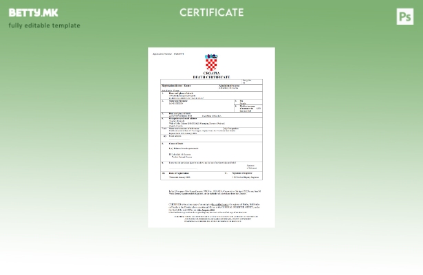 Модерен стил на Хрватска витална евиденција за смртен шаблон Word и PDF шаблон